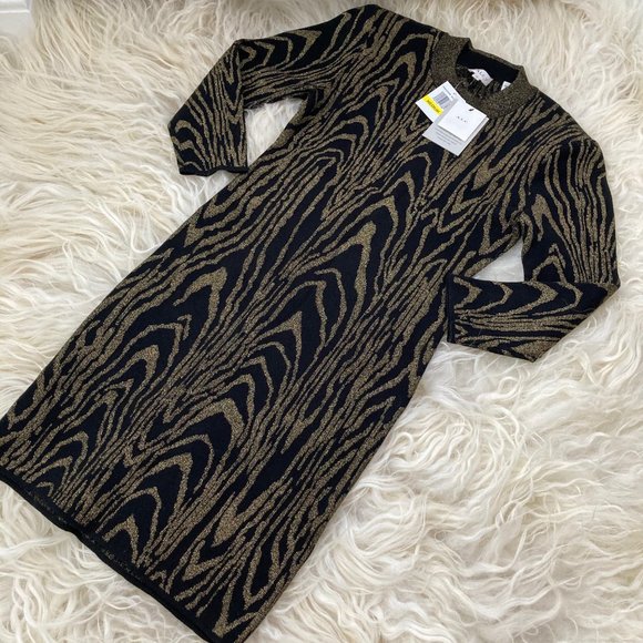 ALC ZIGGY METALLIC CREW NECKLINE SHEATH DRESS